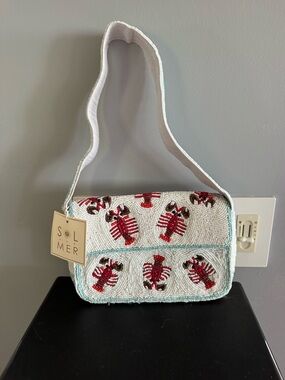 White Beaded Lobster Shoulder Bag
